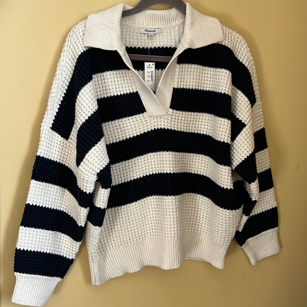 NWT Madewell waffle knit henley sweater